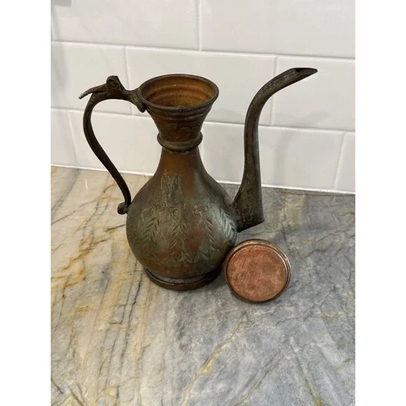 Antique Middle East Turkish Ottoman Or Middle Eastern Copper Jug Pitcher RARE - Picture 3 of 12